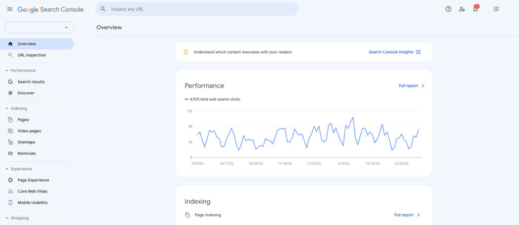 Google Search Console - Dashboard